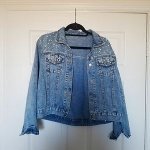 Pearl Beaded Jean Jacket